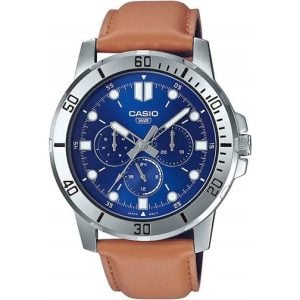 Casio MTP-VD300L-2EUDF Men's Analog Watch Blue Dial Leather Strap 45mm
