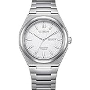 Citizen Super Titanium white background AW0130-85A Eco Drive solotempo watch