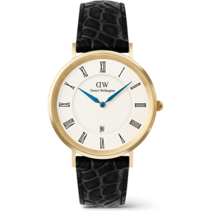 Daniel Wellington DW Klocka Classic Roman Numerals Date Black Croc Belly Gold 40mm