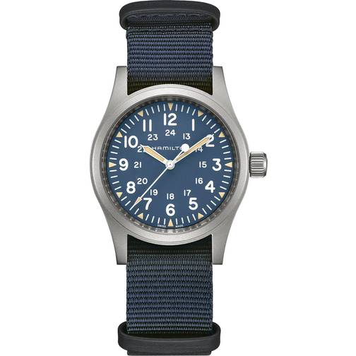 hamilton khaki field mechanical h69439940 fältklocka med handuppdrag