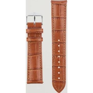 Hirsch Duke Embossed Leather Watch Strap Honey Brown