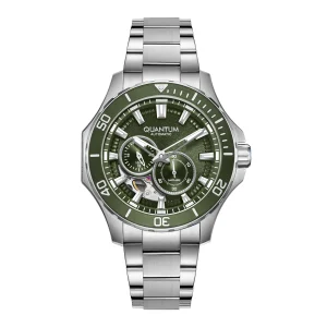 Quantum Automatic herr grön/stål, metallband - QMG1188.370