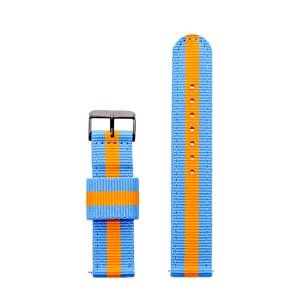20mm Racer | Blå-Orange Randig | Nylon Klockband | Fjäderstift