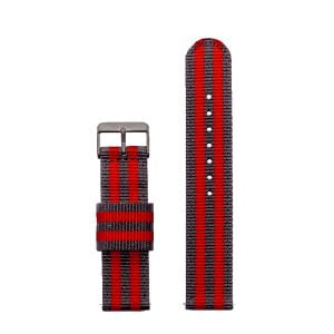 20mm Racer | Svart-Röd Randig | Nylon Klockband | Fjäderstift