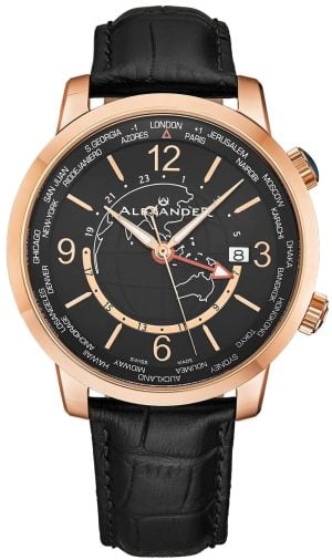 Alexander Herrklocka A171A-03 Journeyman Svart/Läder Ø42 mm