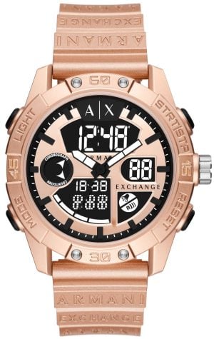 Armani Exchange Herrklocka AX2967 D-Bolt Roséguldstonad/Gummi Ø46 mm