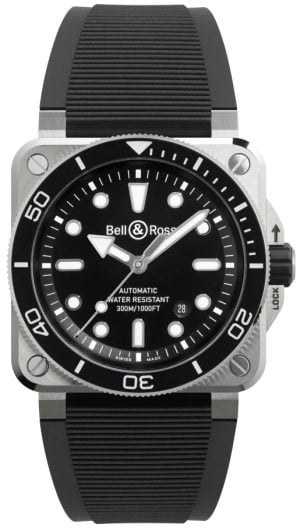 Bell & Ross Herrklocka BR03A-D-BL-ST/SRB BR 03 Svart/Gummi 42x42