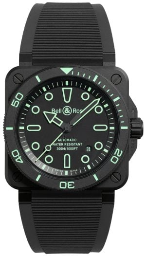 Bell & Ross Herrklocka BR03A-D-OL-CE/SRB BR 03 Svart/Gummi 42x42