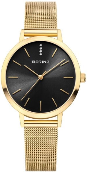 Bering Damklocka 13434-332 Classic Svart/Gulguldtonat stål Ø34 mm