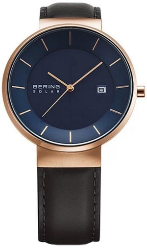Bering Herrklocka 14639-467 Solar Blå/Läder Ø39 mm