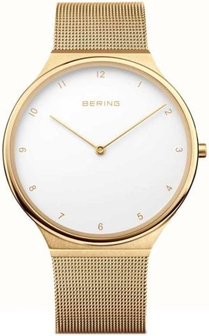 Bering Herrklocka 18440-334 Ultra Slim Vit/Gulguldtonat stål Ø40 mm
