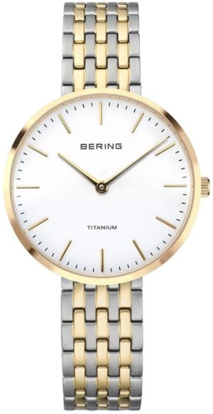 Bering Damklocka 19334-010 Titanium Vit/Gulguldtonat stål Ø34 mm