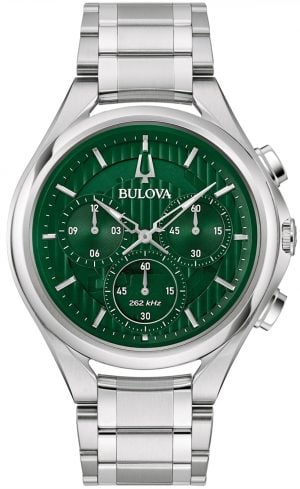 Bulova Herrklocka 96A297 Curv Grön/Stål Ø45 mm