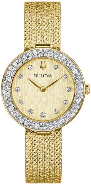 Bulova Damklocka 98L321 Crystal Guld/Gulguldtonat stål Ø32 mm