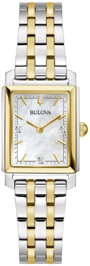 Bulova Damklocka 98P220 Sutton Vit/Gulguldtonat stål