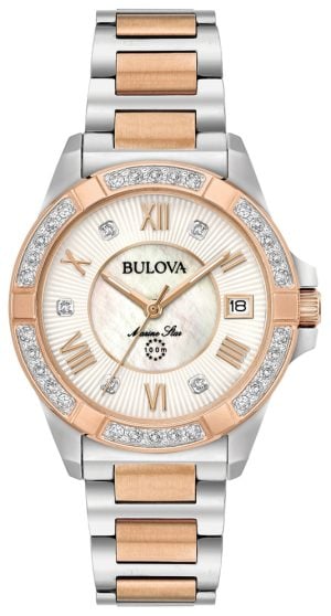 Bulova Damklocka 98R234 Vit/Roséguldstonat stål Ø32 mm