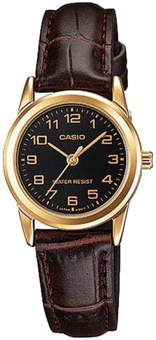 Casio Damklocka LTP-V001GL-1BUDF Standard Svart/Läder Ø25 mm
