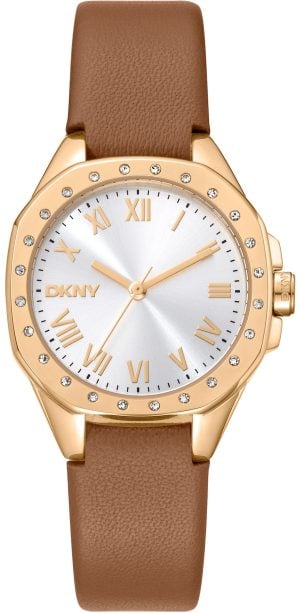 DKNY Damklocka DK1L013L0025 Brooklyn Mini Silverfärgad/Läder Ø30 mm