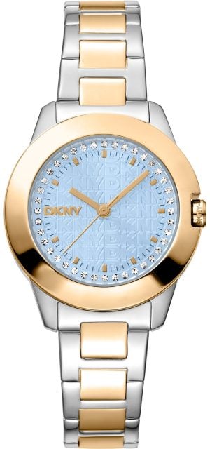 DKNY Damklocka DK1L021M0085 Park Ave Logo Turkos/Guldtonat stål Ø30