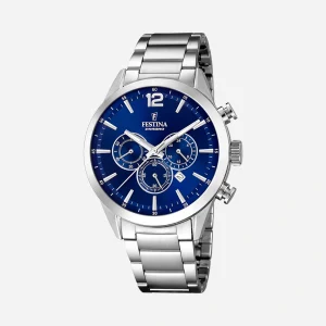 Festina F20343/7 Timeless - herrklocka, stål/blå, 44mm