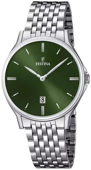 Festina Herrklocka F16744-5 Classic Grön/Stål Ø39 mm