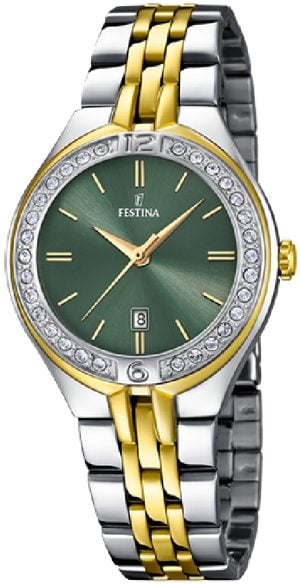 Festina Damklocka F16868-4 Mademoiselle Grön/Gulguldtonat stål