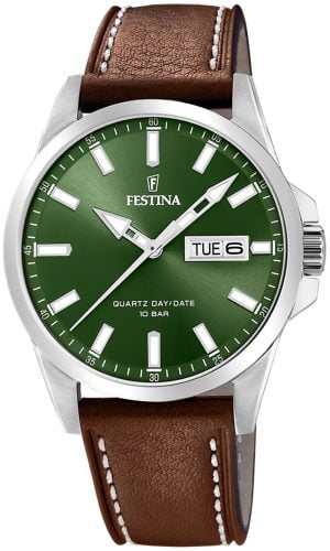 Festina Herrklocka F20358-5 Classic Grön/Läder Ø41 mm