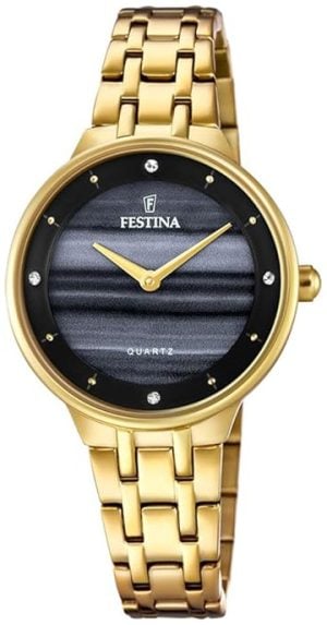 Festina Damklocka F20601-D Mademoiselle Svart/Gulguldtonat stål