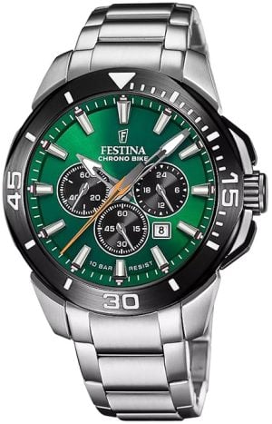 Festina Herrklocka F20641-A Chrono Bike Grön/Stål Ø47 mm