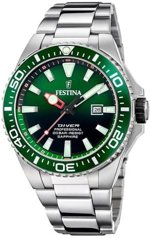 Festina Herrklocka F20663-2 Diver Grön/Stål Ø46 mm