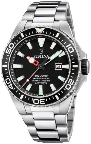 Festina Herrklocka F20663-3 Diver Svart/Stål Ø46 mm