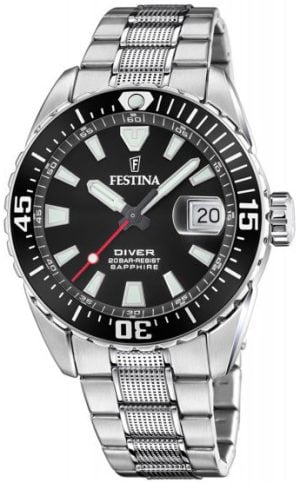 Festina Herrklocka F20669-3 Diver Svart/Stål Ø44 mm