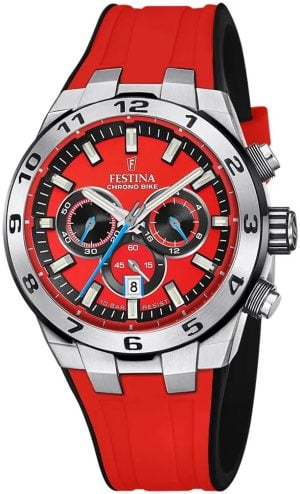 Festina Herrklocka F20671-5 Chrono Bike Röd/Gummi Ø44.5 mm