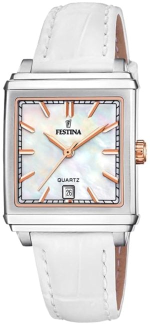 Festina Damklocka F20682-1 Classic Vit/Läder