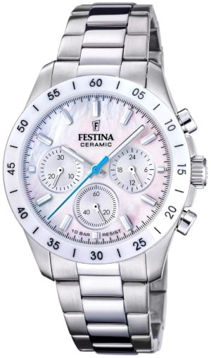 Festina F20693-1 Ceramic Vit/Stål Ø39 mm