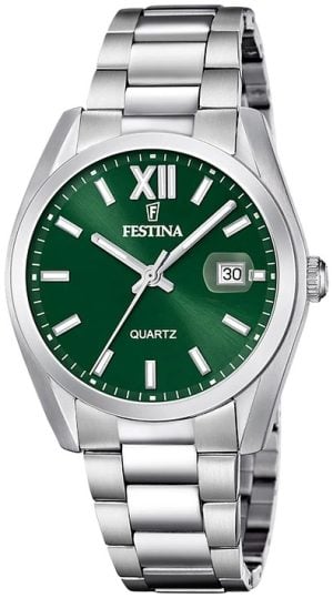 Festina Herrklocka F20707-8 Classic Grön/Stål Ø40 mm