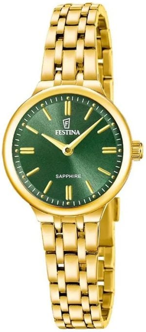 Festina Damklocka F20745-3 Mademoiselle Grön/Gulguldtonat stål Ø26