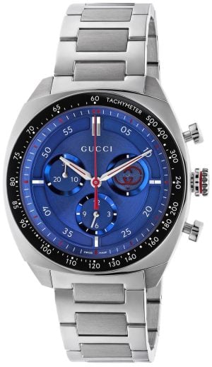 Gucci Herrklocka YA142317 Interlocking Blå/Stål Ø41 mm