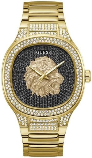 Guess Herrklocka GW0593G1 Svart/Gulguldtonat stål Ø45 mm
