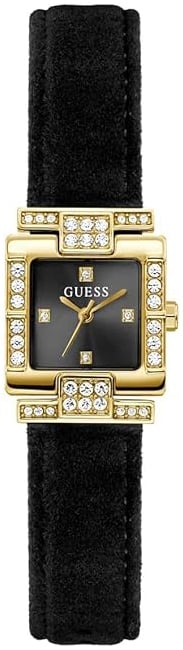 Guess Damklocka GW0923L2 Bejeweled Svart/Läder