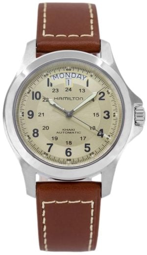 Hamilton Herrklocka H64455523 Khaki Field King Auto Beige/Läder Ø40
