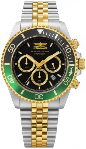 Invicta Herrklocka 48116 Pro Diver Svart/Gulguldtonat stål Ø43 mm