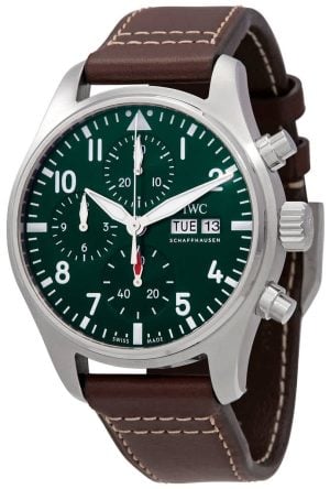 IWC Herrklocka IW388103 Pilots Grön/Läder Ø41 mm