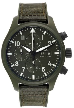 IWC Herrklocka IW389106 Pilots Grön/Gummi Ø44.5 mm