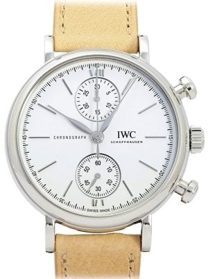 IWC Herrklocka IW391502 Portofino Silverfärgad/Läder Ø39 mm