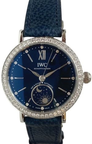 IWC Damklocka IW659801 Portofino Blå/Läder Ø34 mm