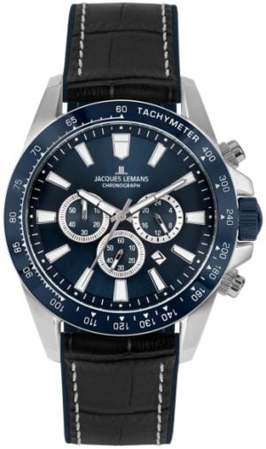 Jacques Lemans Herrklocka 1-2140B Liverpool Blå/Gummi Ø48 mm