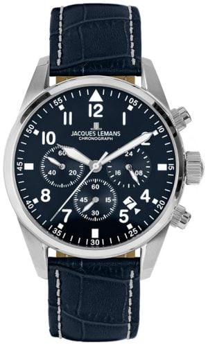 Jacques Lemans Herrklocka 42-2B Sport Blå/Läder Ø42 mm