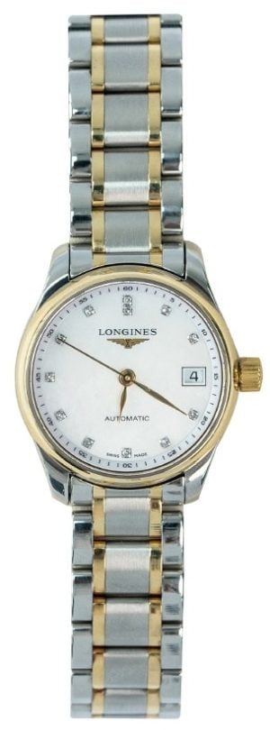 Longines Damklocka L2.128.5.87.7 Master Vit/Gulguldtonat stål Ø25.5