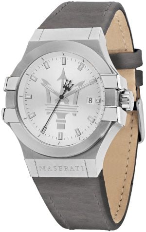 Maserati Herrklocka R8851108018 Potenza Silverfärgad/Läder Ø42 mm